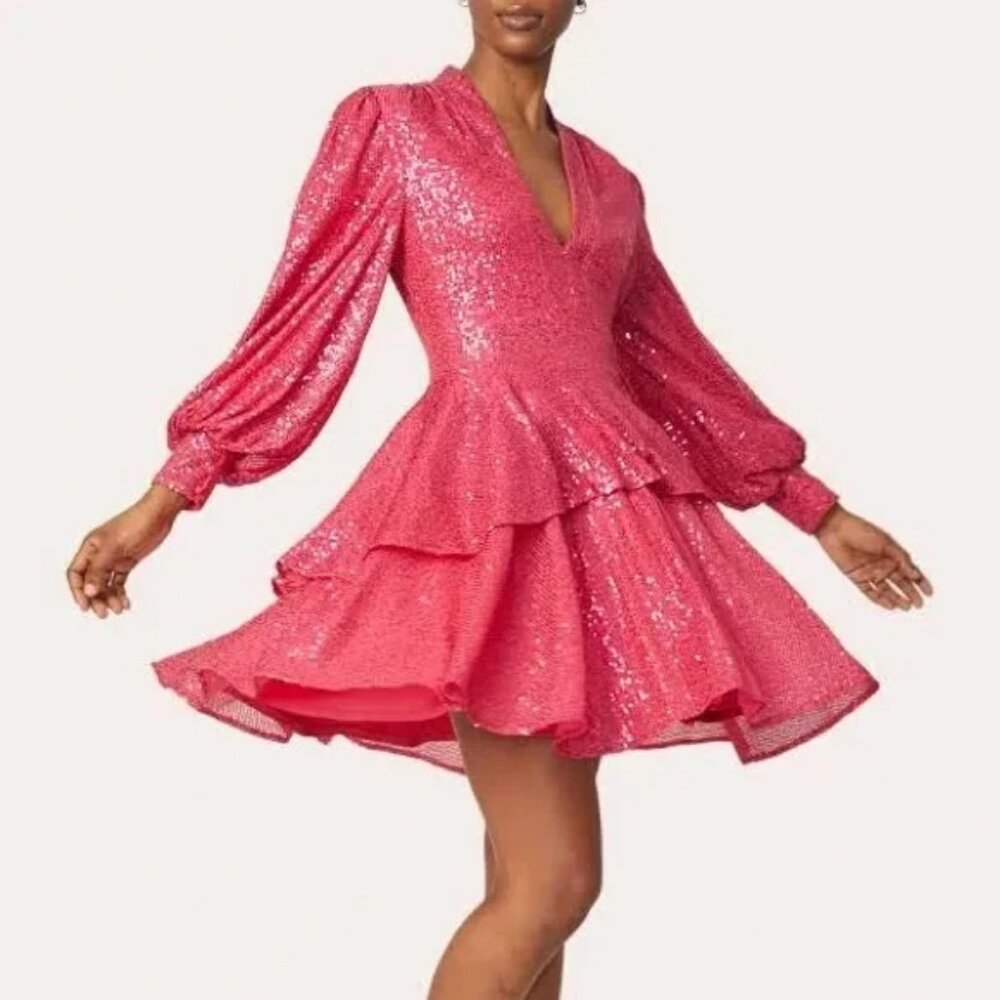 One33 Social Sequin Long Sleeve‎ Tiered Dress